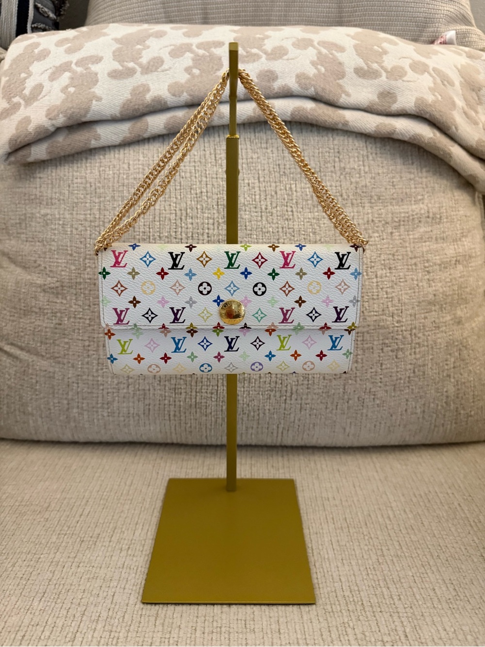 Louis Vuitton Multicolor Monogram White Chain Wallet
